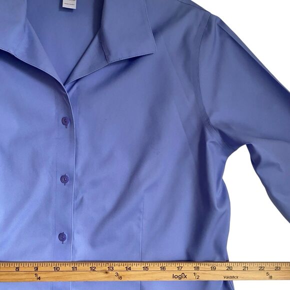 Chicos Non Iron Dress Shirt L/12 Violet Blue Long Sleeve Office Wear Career - Picture 5 of 10